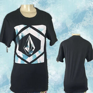 Volcom S Unisex Black Dilweed Graphic Print Crew Neck Cotton Short Sleeve Tee